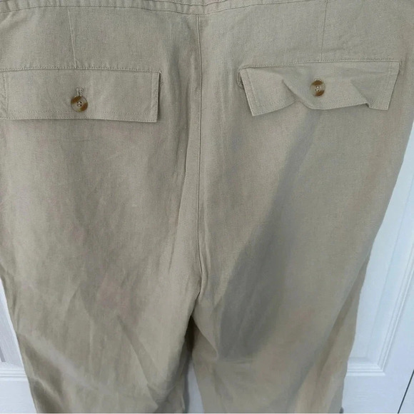 Andrew Fezza Linen Blend Zip Tie Straight Leg Cream Pants Sz XL - Picture 2 of 14